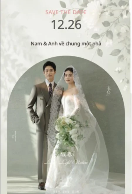 Mẫu thiệp cưới online Mẫu Xanh